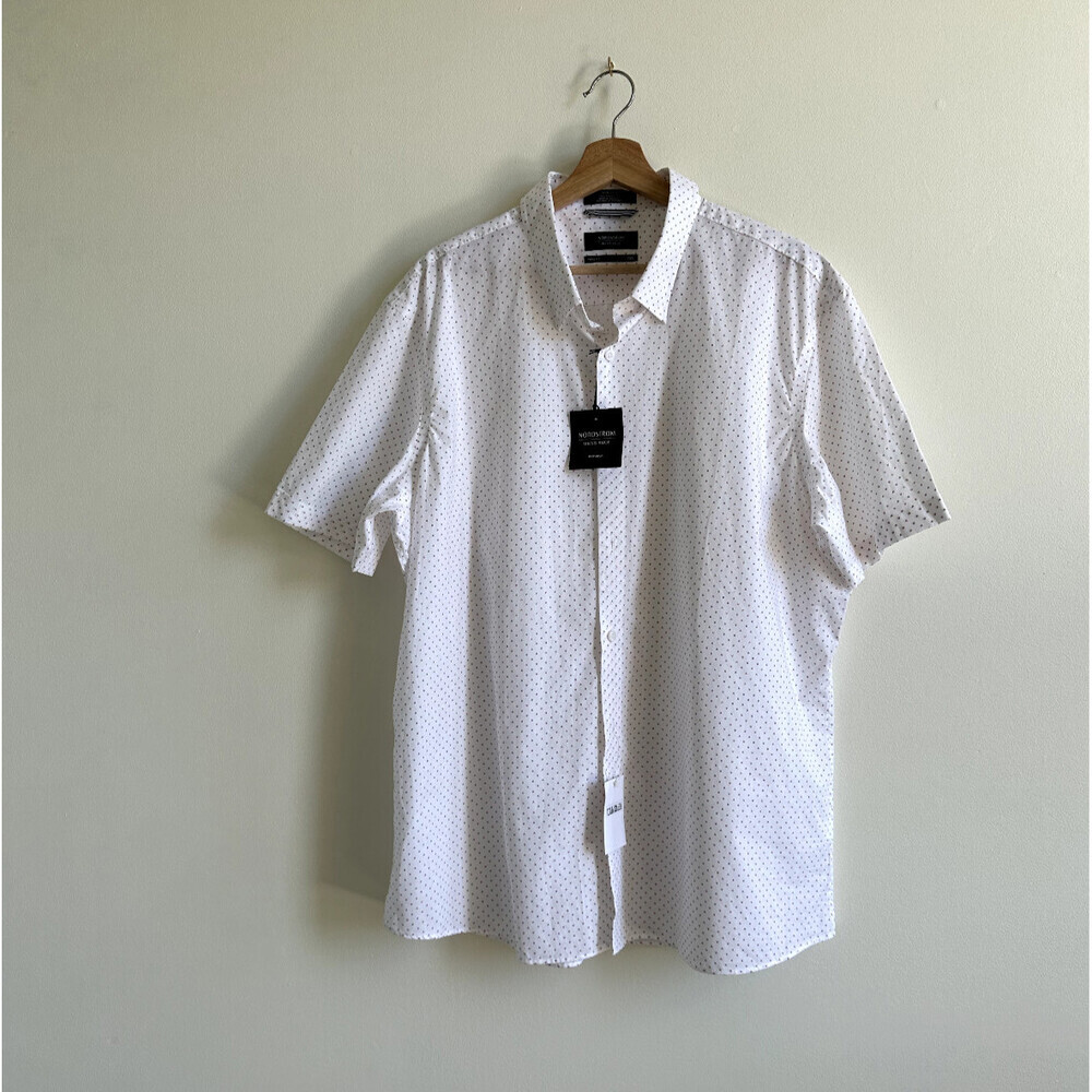 nordstrom Mens cotton non iron short sleeve shirt arrow print in white size 2XL